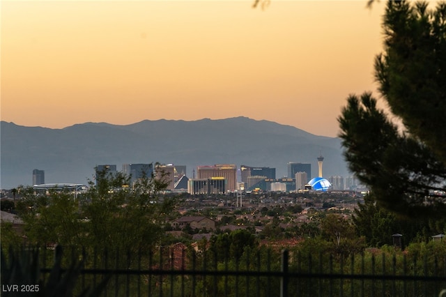 mountain view featuring a city view