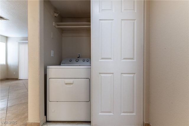 1560 Jamielinn Ln Unit 101, Las Vegas, NV 89110 - laundry room featuring washer / clothes dryer, light tile patterned flooring, and a textured ceiling
