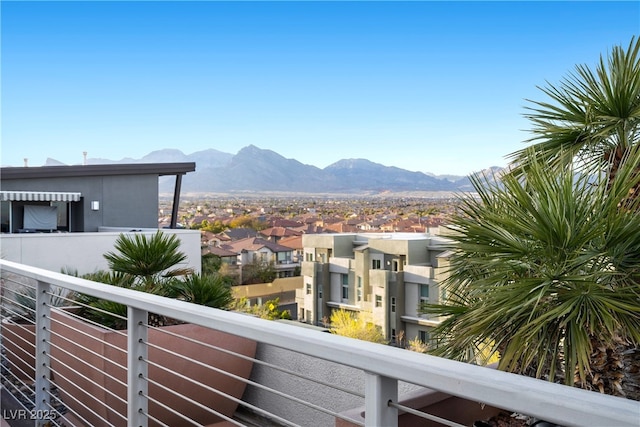 exterior space featuring a mountain view