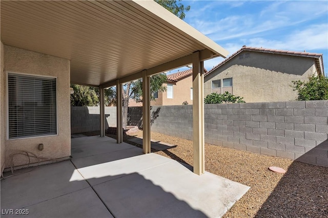 view of patio with a fenced backyard