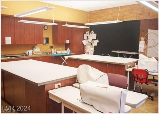 kitchen with brown cabinets and light countertops