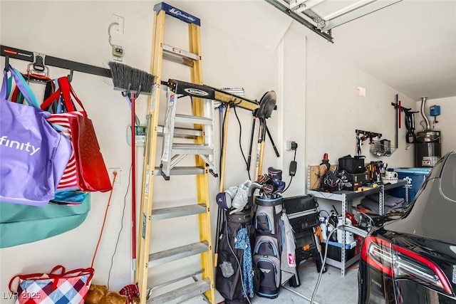 garage with water heater