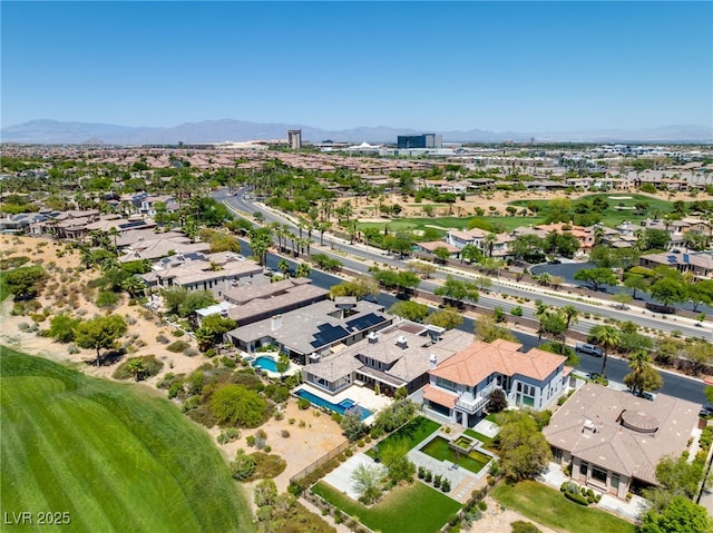 bird's eye view featuring a residential view and a mountain view