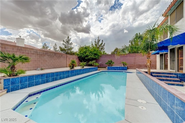 view of swimming pool featuring a fenced in pool and a fenced backyard