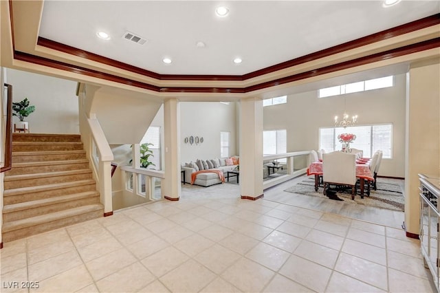 interior space featuring stairway and visible vents