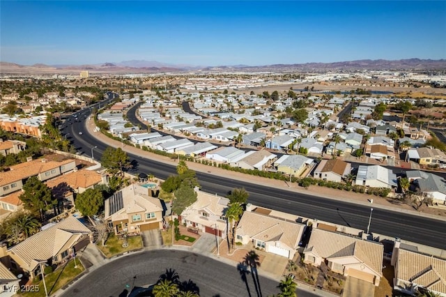 aerial view featuring a residential view and a mountain view