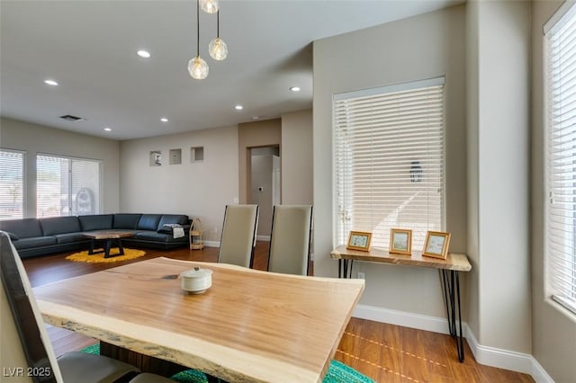 9816 Gerald Ct, Las Vegas, NV 89134 - dining space with plenty of natural light, wood finished floors, and recessed lighting