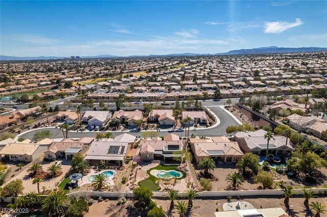 9816 Gerald Ct, Las Vegas, NV 89134 - aerial overview of property's location with nearby suburban area and a mountain backdrop