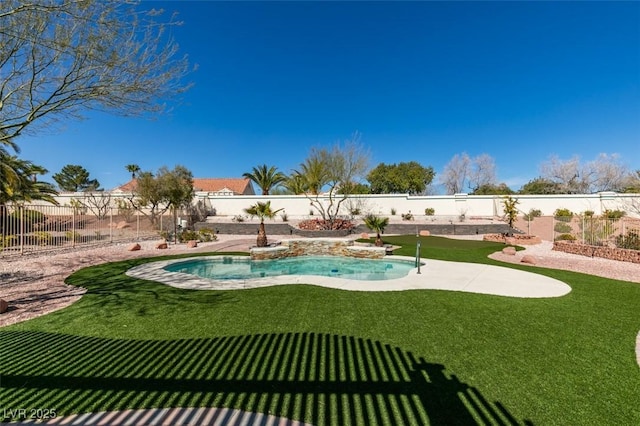 view of pool with a fenced backyard and a fenced in pool