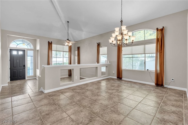 3047 Whispering Crest Dr, Henderson, NV 89052 - entryway with a chandelier, baseboards, and a ceiling fan