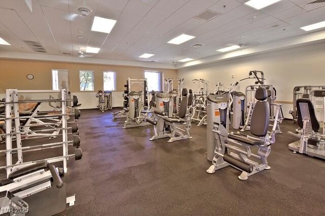 workout area with visible vents