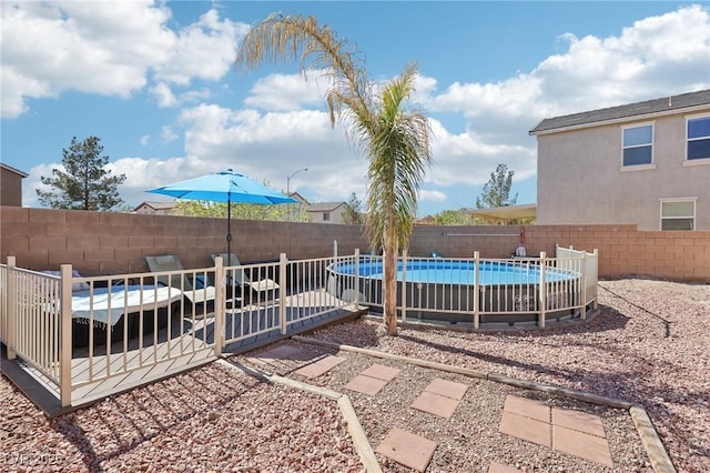 view of patio featuring a fenced in pool and a fenced backyard