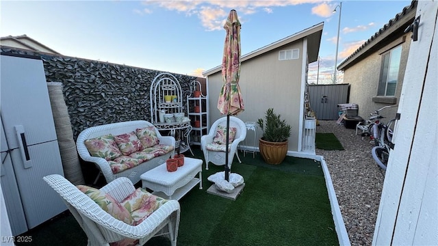 view of patio with an outdoor hangout area