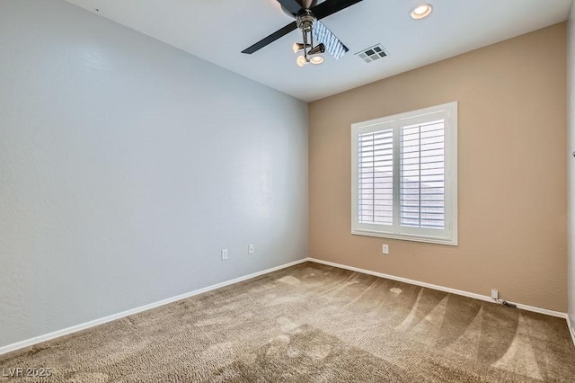 7567 Wingspread St, North Las Vegas, NV 89084 - unfurnished room with ceiling fan, baseboards, carpet flooring, and recessed lighting
