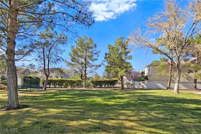 view of yard featuring fence