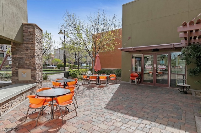 view of patio / terrace featuring french doors