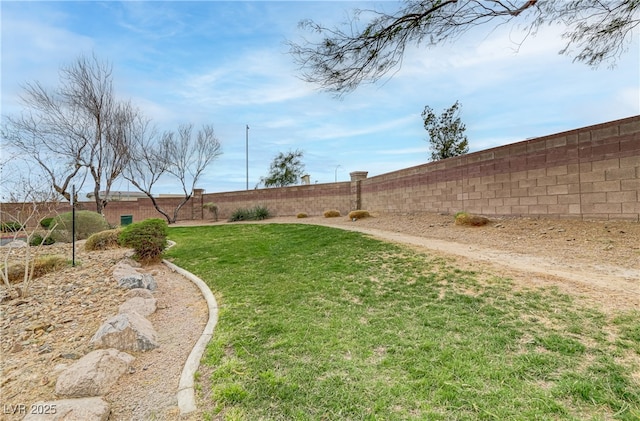 view of yard featuring a fenced backyard