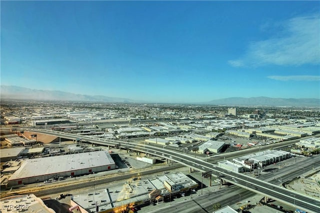 bird's eye view with a view of city and a mountain view