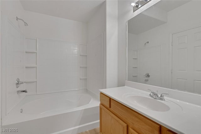 bathroom featuring vanity and shower / bathtub combination