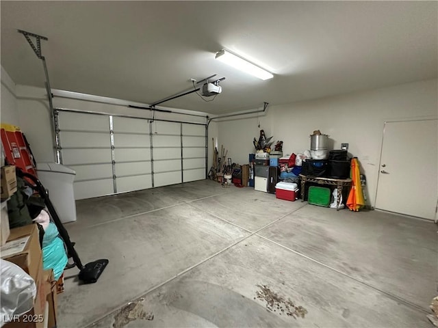 garage with a garage door opener