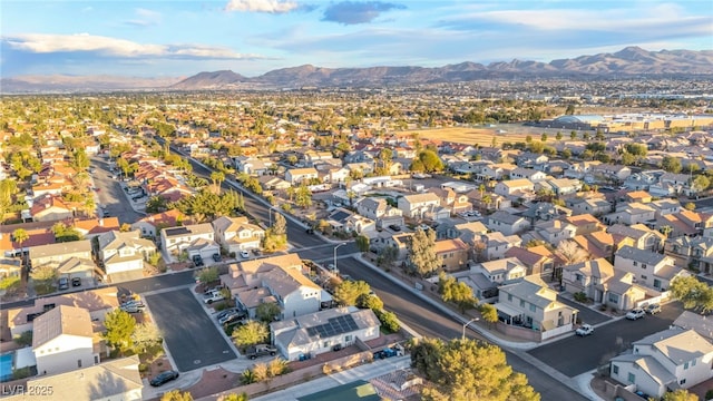 aerial view with a residential view and a mountain view