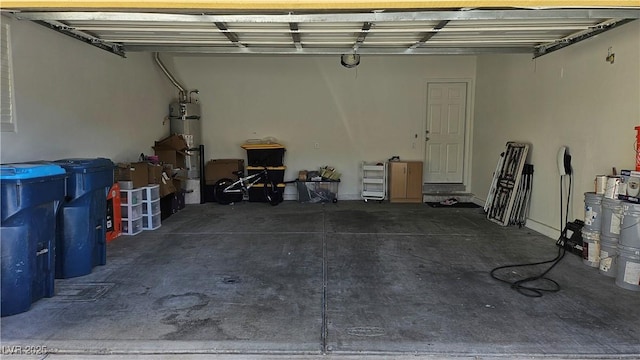 garage with secured water heater