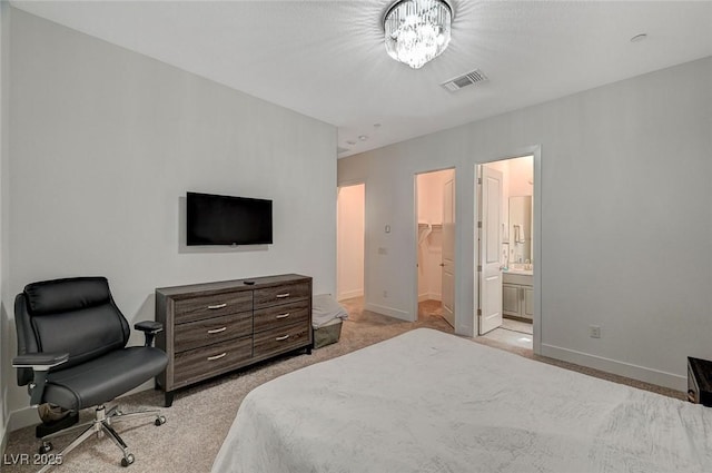 bedroom featuring carpet, visible vents, and baseboards