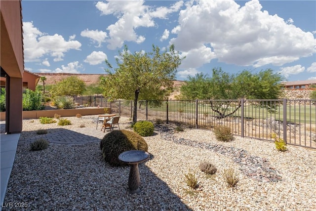 view of yard with a patio area and fence