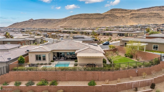 property view of mountains featuring a residential view