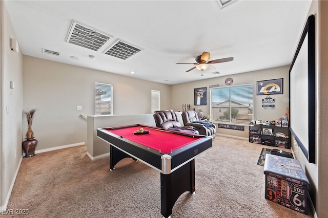 6030 Hidden Summit St, North Las Vegas, NV 89031 - playroom featuring carpet, billiards table, and ceiling fan