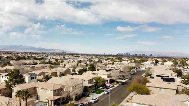 aerial view with a residential view and a mountain view