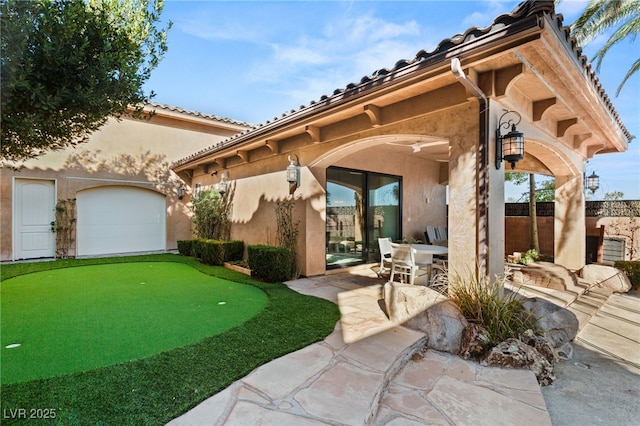 view of patio featuring fence