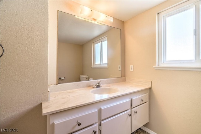 bathroom with toilet and vanity