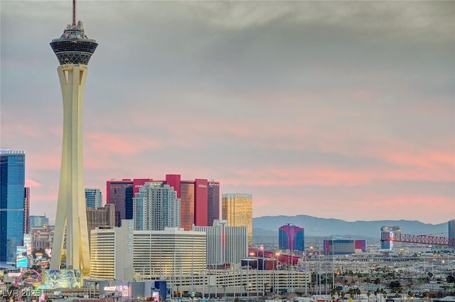 property's view of city featuring a mountain view