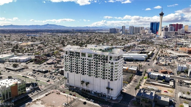 aerial view with a city view and a mountain view