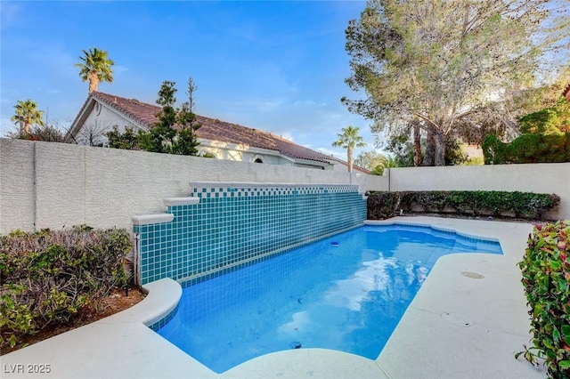 view of pool featuring a fenced in pool and a fenced backyard