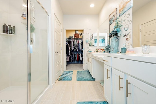 4560 E Cactus Canyon Dr, Pahrump, NV 89061 - full bathroom with a shower stall, vanity, and a walk in closet