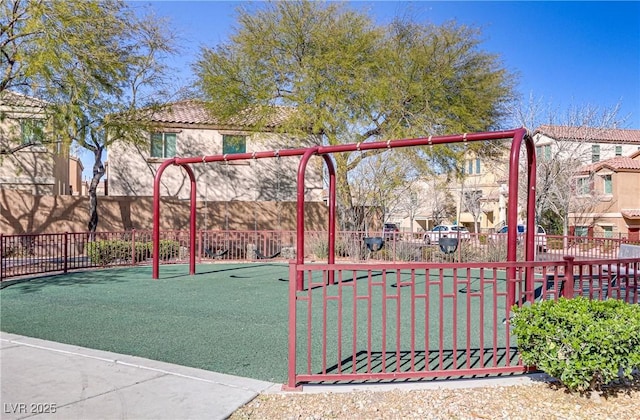 community play area with fence