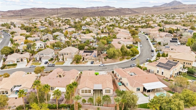 bird's eye view with a mountain view and a residential view