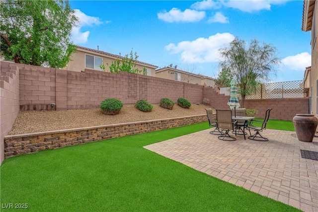 view of patio featuring a fenced backyard