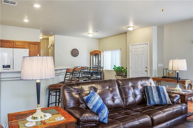 living area with visible vents