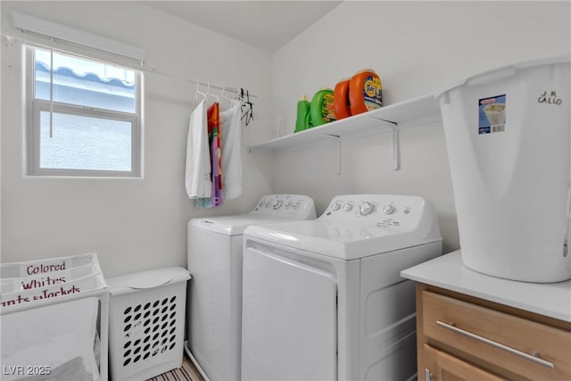 clothes washing area with laundry area and independent washer and dryer