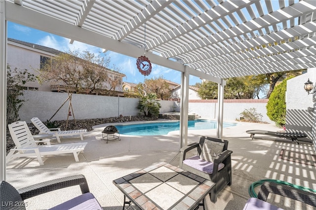 view of pool with a patio area, a fenced in pool, and a fenced backyard