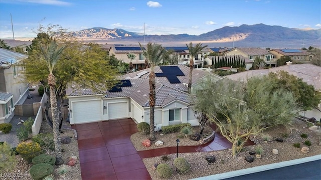 aerial view with a residential view and a mountain view