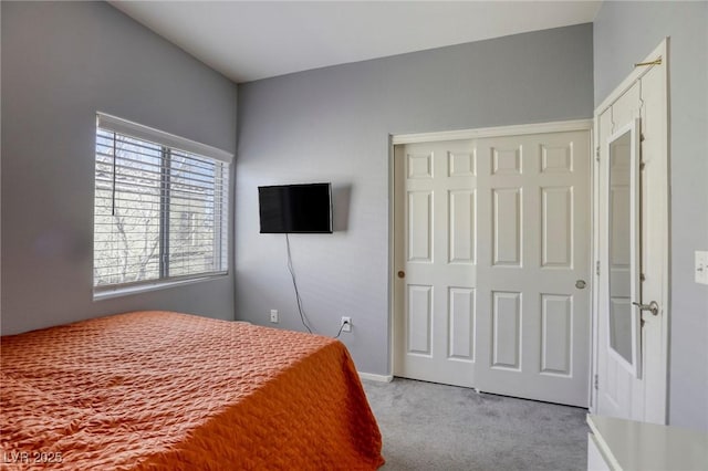 bedroom featuring a closet and carpet