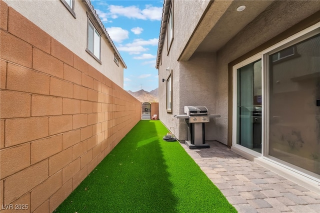 view of yard with a fenced backyard