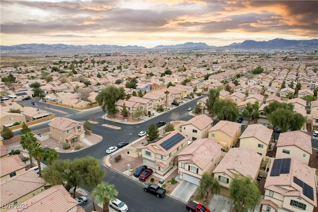 aerial view with a mountain view and a residential view