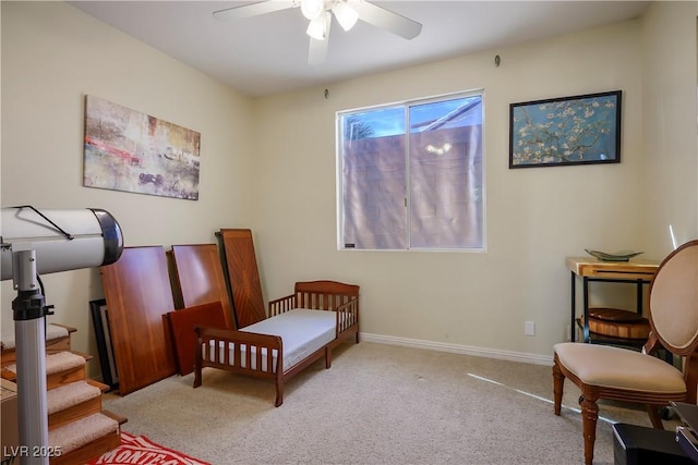 bedroom with baseboards and carpet flooring