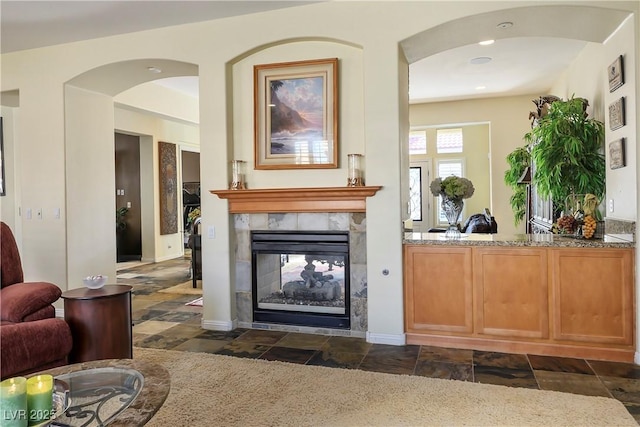 interior space with a fireplace