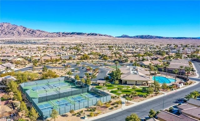 bird's eye view with a residential view and a mountain view